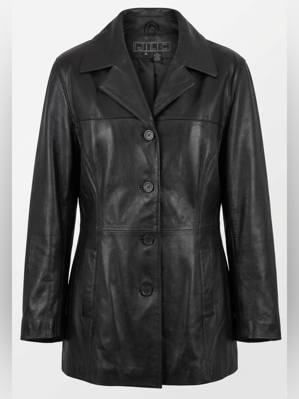Women's Black JLC New York Y2K Genuine Leather Jacket Sz XL